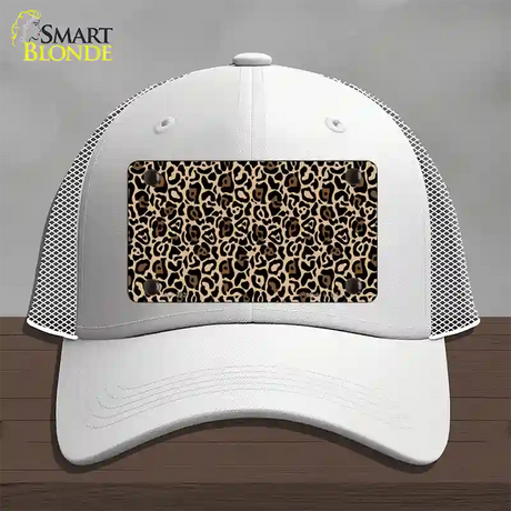 Leopard Print Novelty License Plate Hat Mesh / White