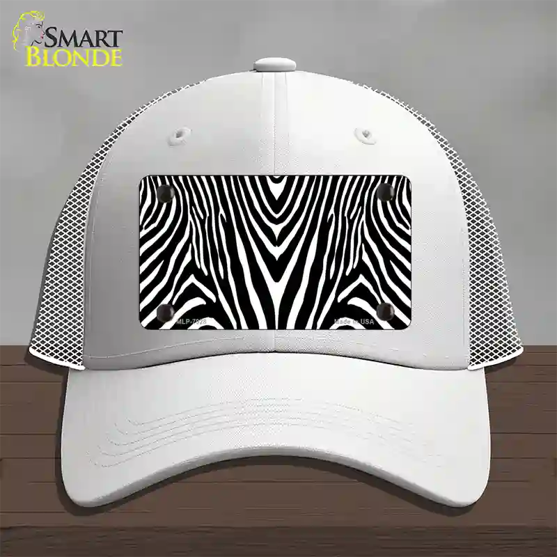 Zebra Print Novelty License Plate Hat Mesh / White