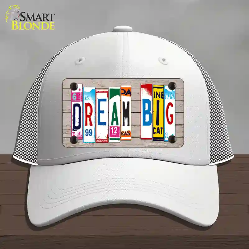 Dream Big Wood License Plate Art Novelty License Plate Hat Mesh / White