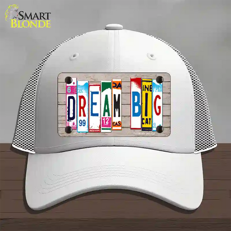 Dream Big Wood License Plate Art Novelty License Plate Hat Mesh / White