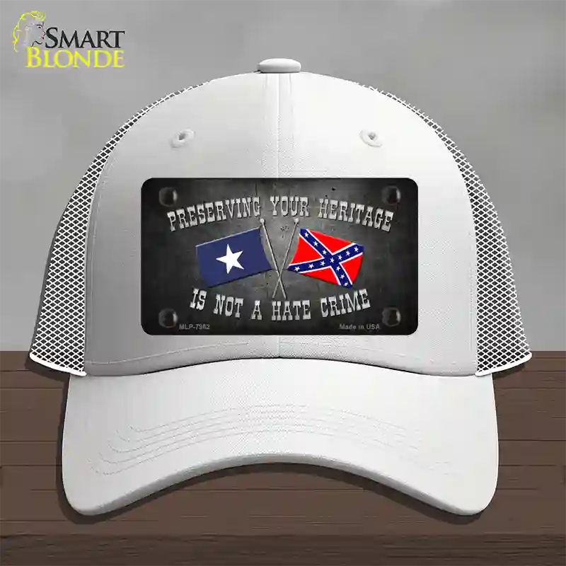 Preserving Heritage Not A Crime Novelty License Plate Hat Mesh / White