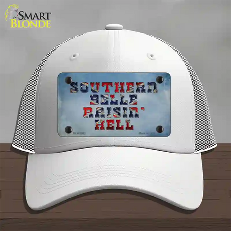 Southern Bell Raisin Hell Novelty License Plate Hat Mesh / White