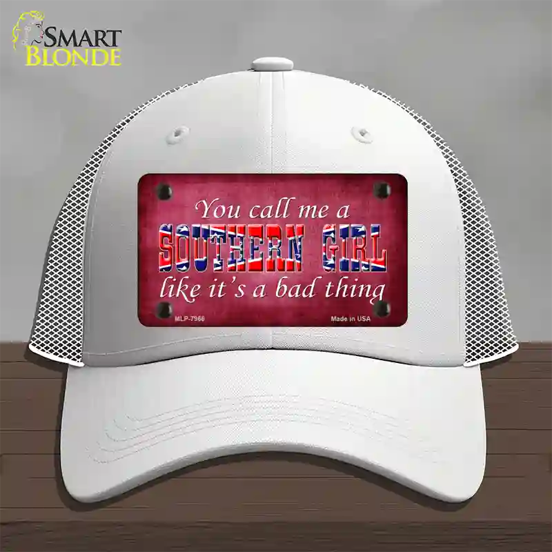 Call Me A Southern Girl Novelty License Plate Hat Mesh / White