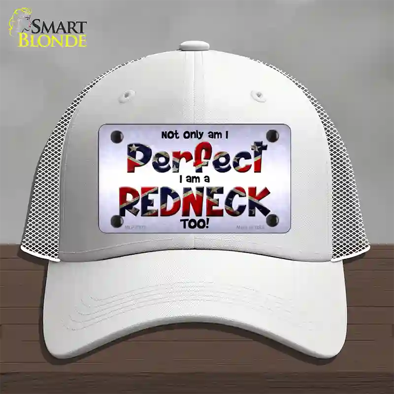 Perfect Redneck Novelty License Plate Hat Mesh / White