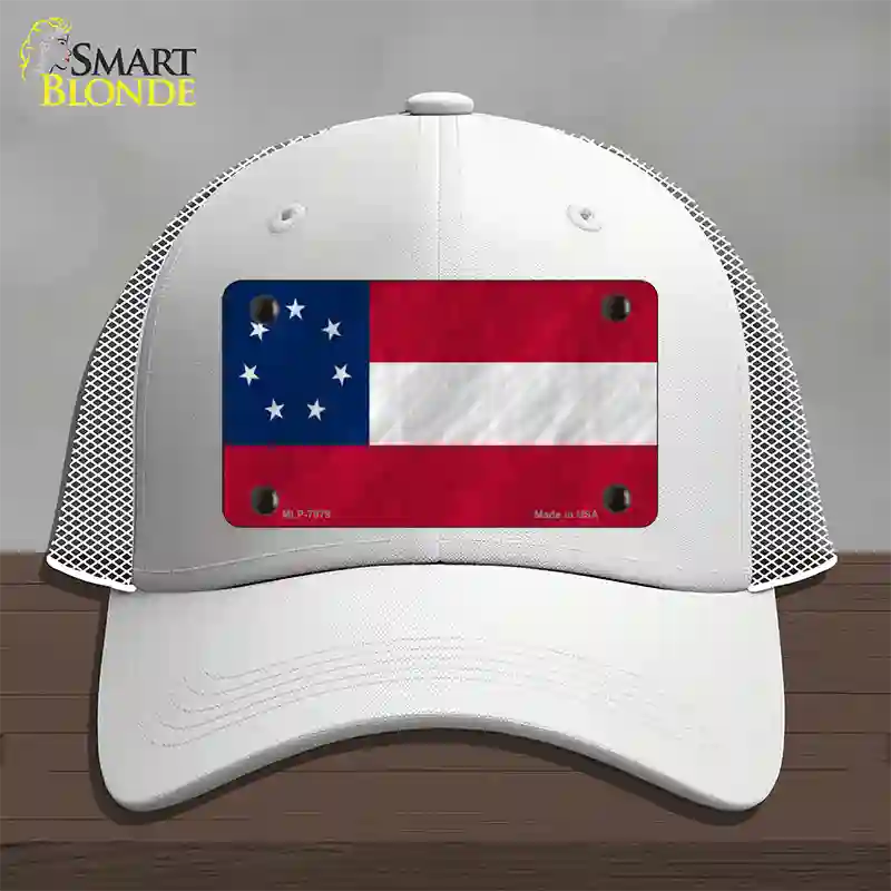 Confederate Flag First 7 Stars Novelty License Plate Hat Mesh / White