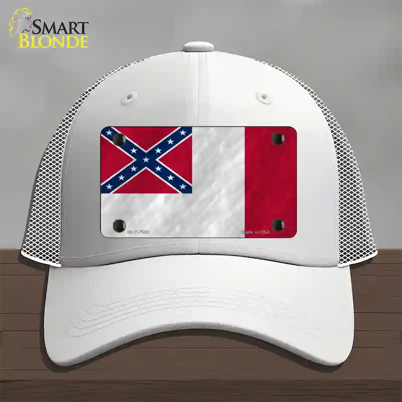 Third Confederate Flag Novelty License Plate Hat Mesh / White