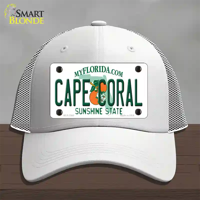 Cape Coral Florida Novelty License Plate Hat Mesh / White