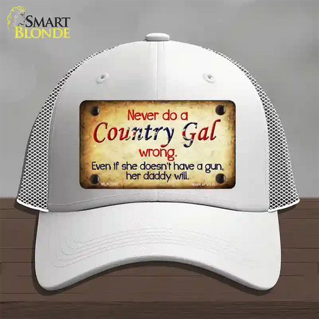 Country Gal Wrong Novelty License Plate Hat Mesh / White