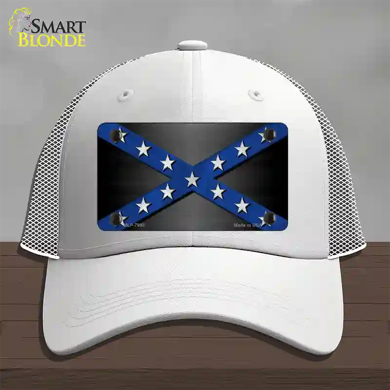 Confederate Stripes Blue Novelty License Plate Hat Mesh / White