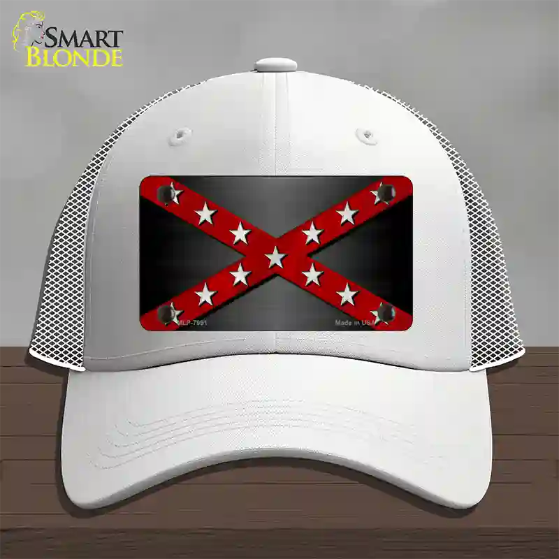 Confederate Stripes Red Novelty License Plate Hat Mesh / White