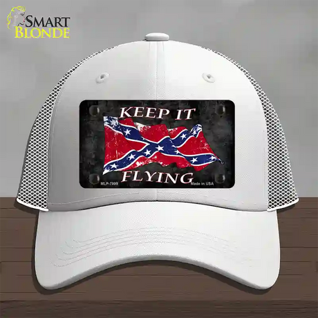 Confederate Keep It Flying Novelty License Plate Hat Mesh / White