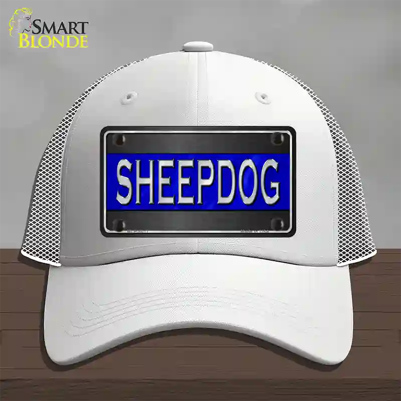 Sheepdog Thin Blue Line Novelty License Plate Hat Mesh / White