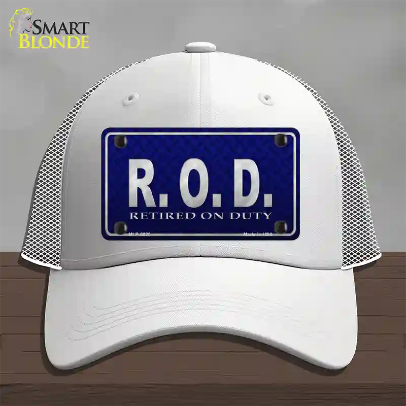 Retired On Duty Novelty License Plate Hat Mesh / White