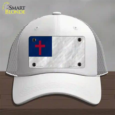 Christian Flag Novelty License Plate Hat Mesh / White