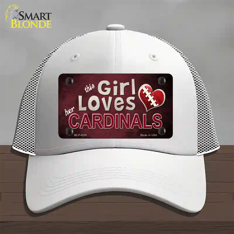 This Girl Loves Her Cardinals Novelty License Plate Hat Mesh / White