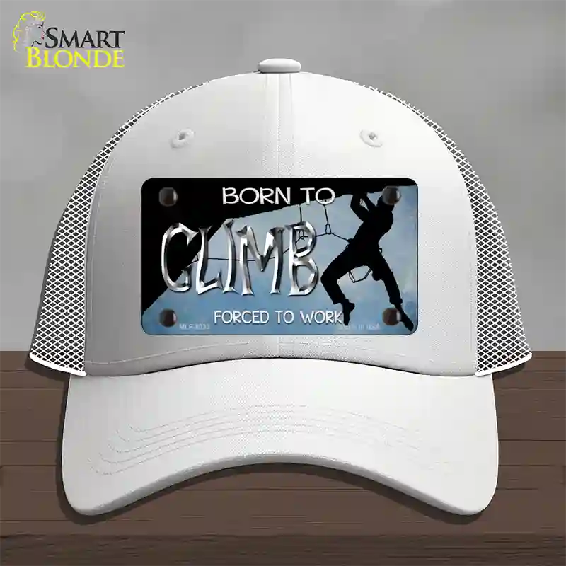 Born To Climb Novelty License Plate Hat Mesh / White