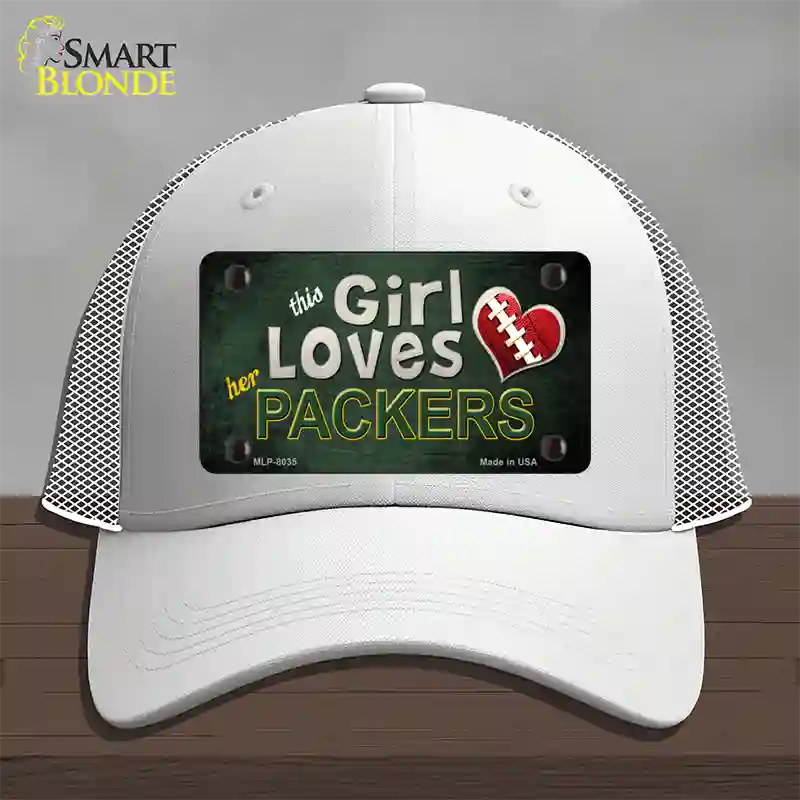 This Girl Loves Her Packers Novelty License Plate Hat Mesh / White