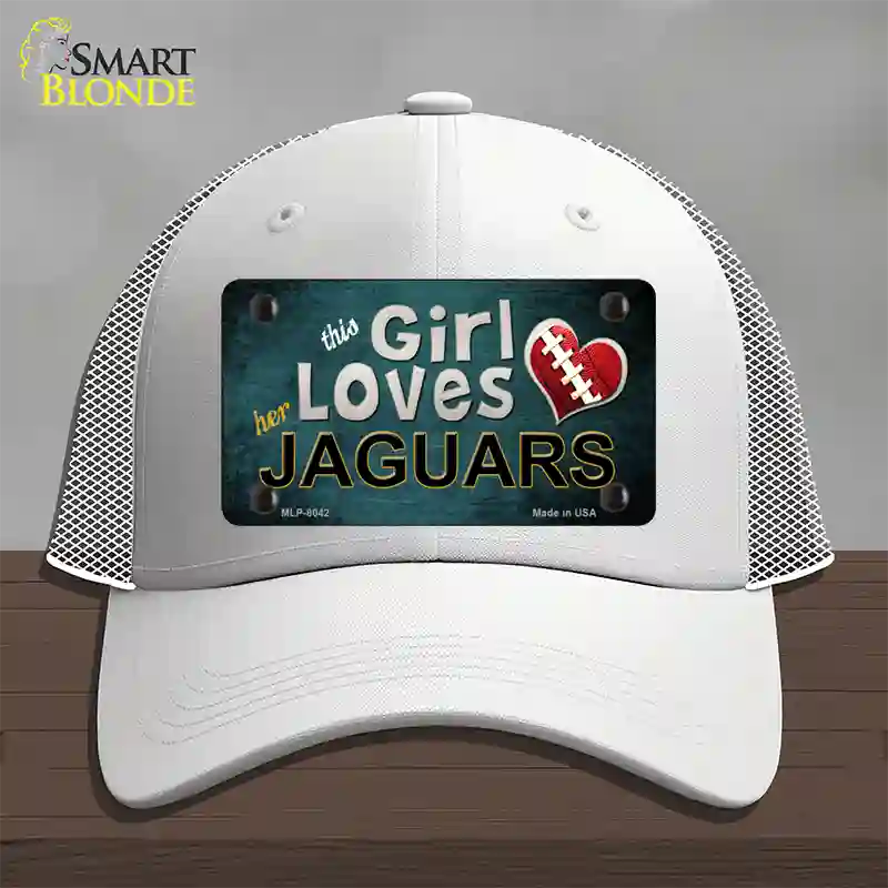 This Girl Loves Her Jaguars Novelty License Plate Hat Mesh / White