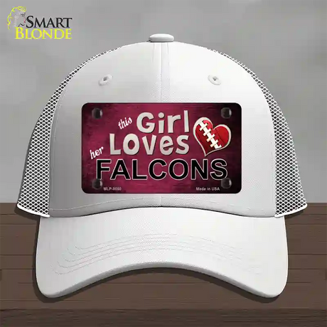 This Girl Loves Her Falcons Novelty License Plate Hat Mesh / White