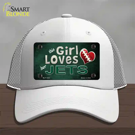 This Girl Loves Her Jets Novelty License Plate Hat Mesh / White