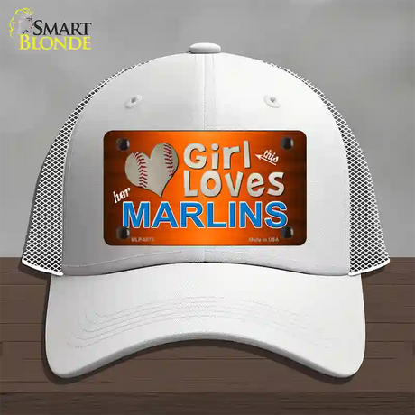 This Girl Loves Her Marlins Novelty License Plate Hat Mesh / White