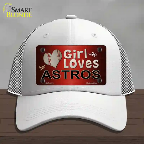 This Girl Loves Her Astros Novelty License Plate Hat Mesh / White