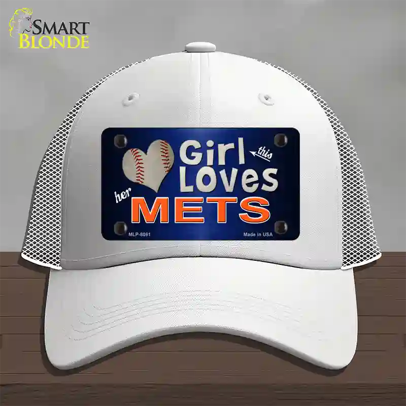 This Girl Loves Her Mets Novelty License Plate Hat Mesh / White