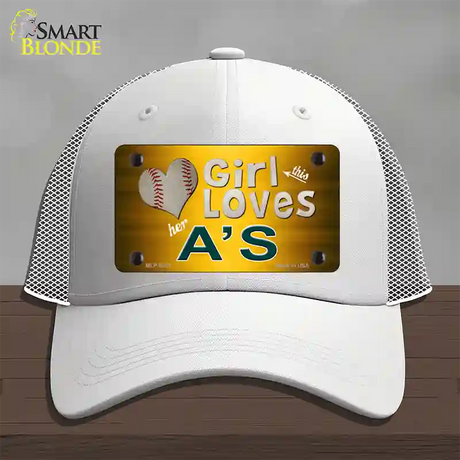 This Girl Loves Her Athletics Novelty License Plate Hat Mesh / White