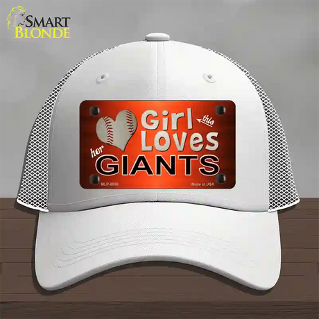 This Girl Loves Her Giants Baseball Novelty License Plate Hat Mesh / White