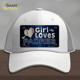 This Girl Loves Her Padres Novelty License Plate Hat Mesh / White