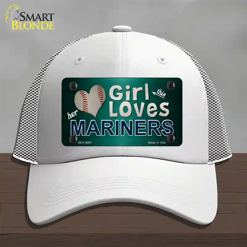 This Girl Loves Her Mariners Novelty License Plate Hat Mesh / White