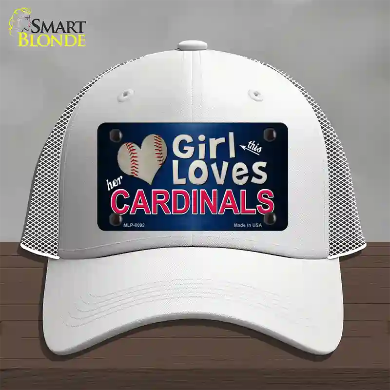 This Girl Loves Her Cardinals Baseball Novelty License Plate Hat Mesh / White