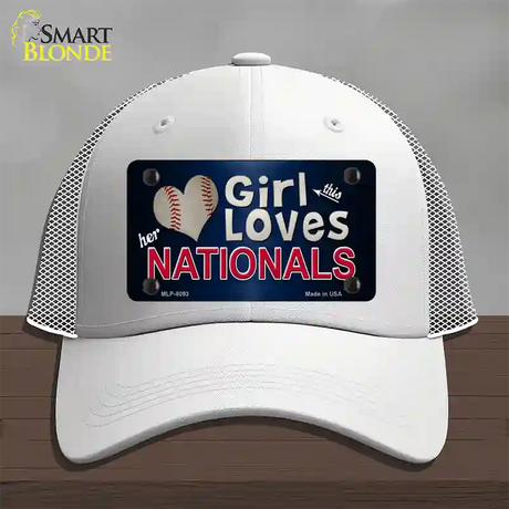 This Girl Loves Her Nationals Novelty License Plate Hat Mesh / White