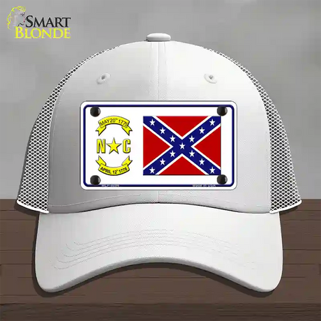 Confederate Flag North Carolina Novelty License Plate Hat Mesh / White