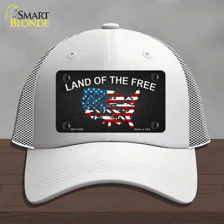 Land Of The Free Novelty License Plate Hat Mesh / White