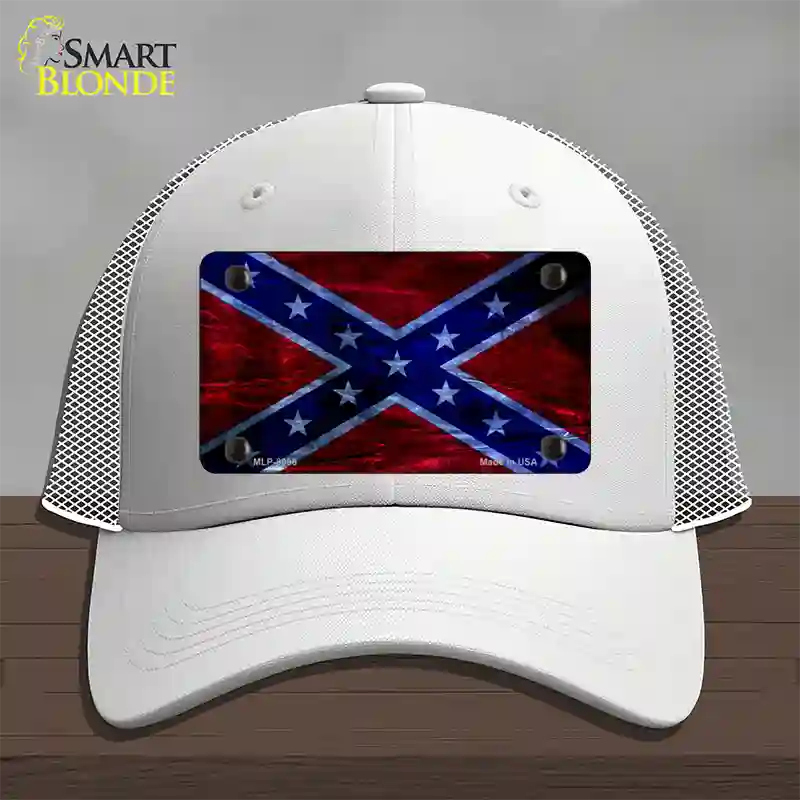 Confederate Flag Foiled Novelty License Plate Hat Mesh / White