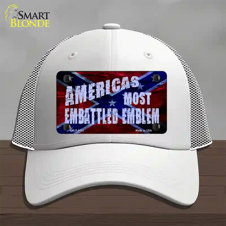 Americas Most Embattled Emblem Novelty License Plate Hat Mesh / White