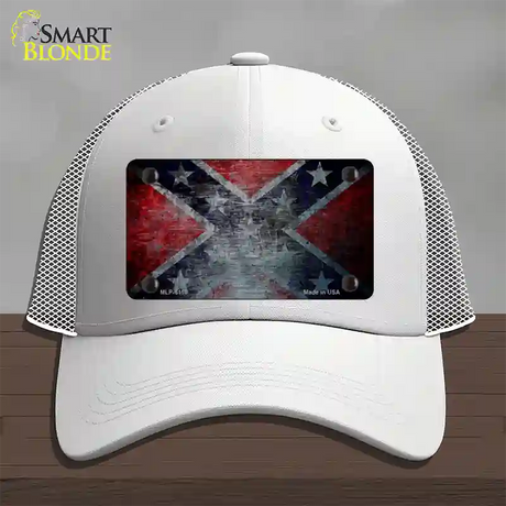 Confederate Flag Scratched Novelty License Plate Hat Mesh / White