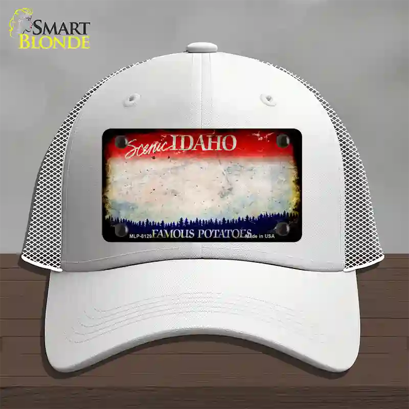 Idaho Rusty Blank Novelty License Plate Hat Mesh / White