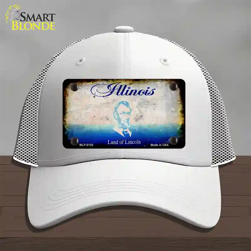 Illinois Rusty Blank Novelty License Plate Hat Mesh / White