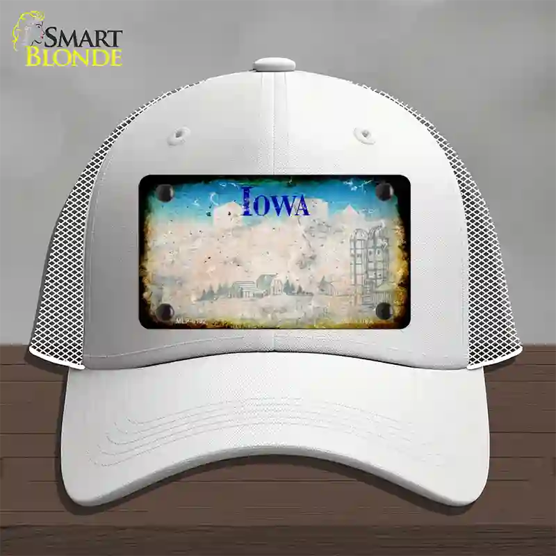 Iowa Rusty Blank Novelty License Plate Hat Mesh / White