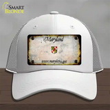 Maryland Rusty Blank Novelty License Plate Hat Mesh / White