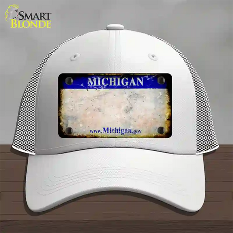 Michigan Gov Rusty Blank Novelty License Plate Hat Mesh / White