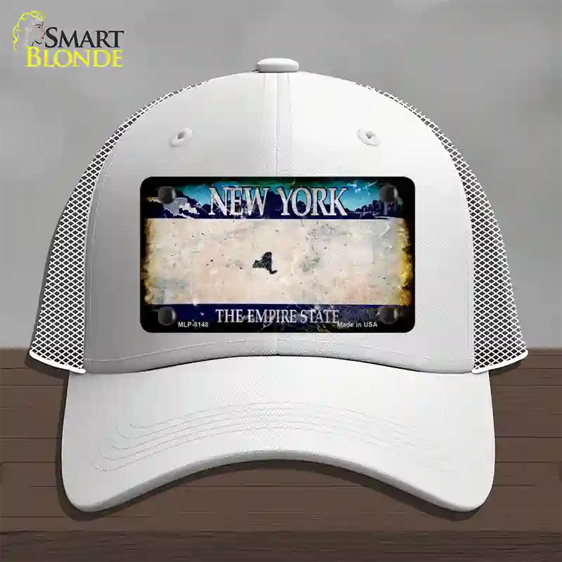 New York Rusty Blank Novelty License Plate Hat Mesh / White