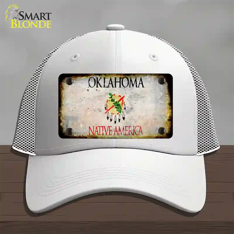 Oklahoma Rusty Blank Novelty License Plate Hat Mesh / White