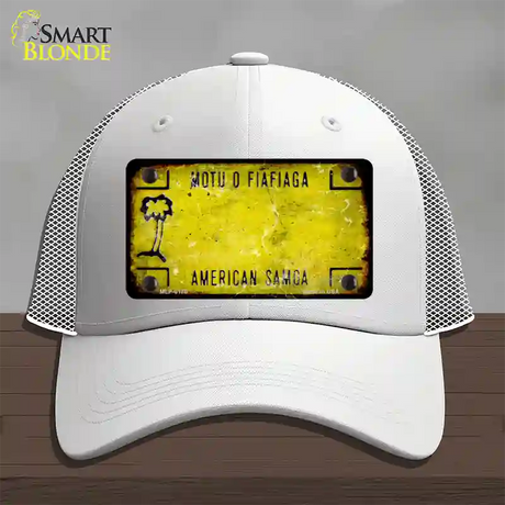 American Samoa Rusty Blank Novelty License Plate Hat Mesh / White