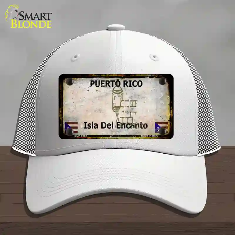 Puerto Rico Rusty Blank Novelty License Plate Hat Mesh / White