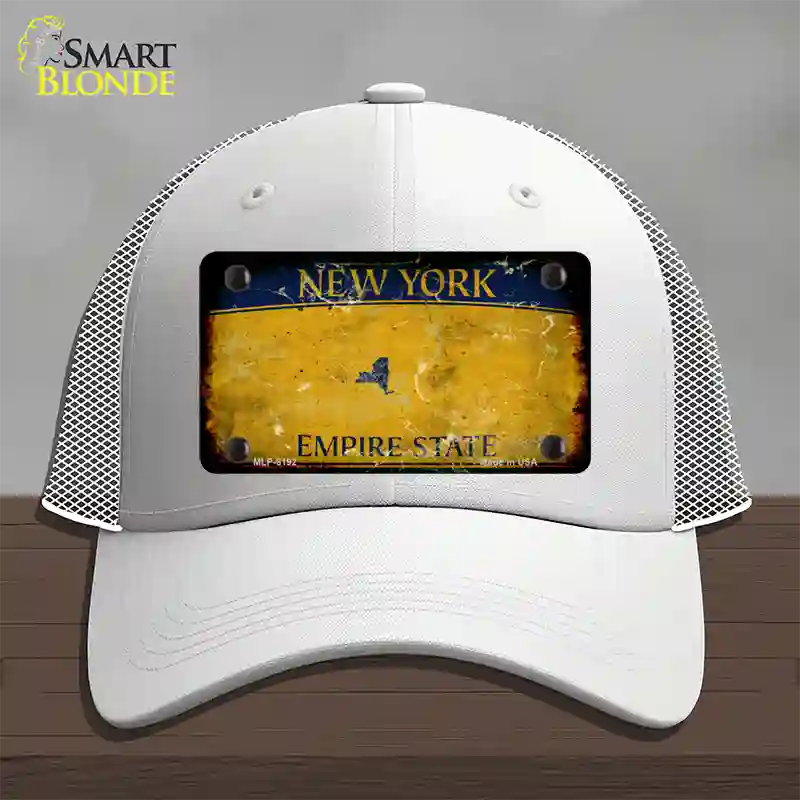 New York Yellow Rusty Blank Novelty License Plate Hat Mesh / White