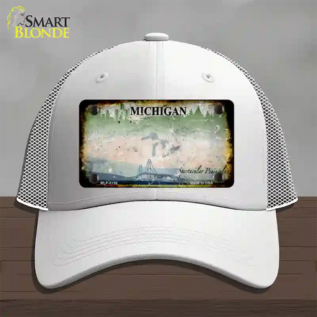 Michigan Rusty Blank Novelty License Plate Hat Mesh / White