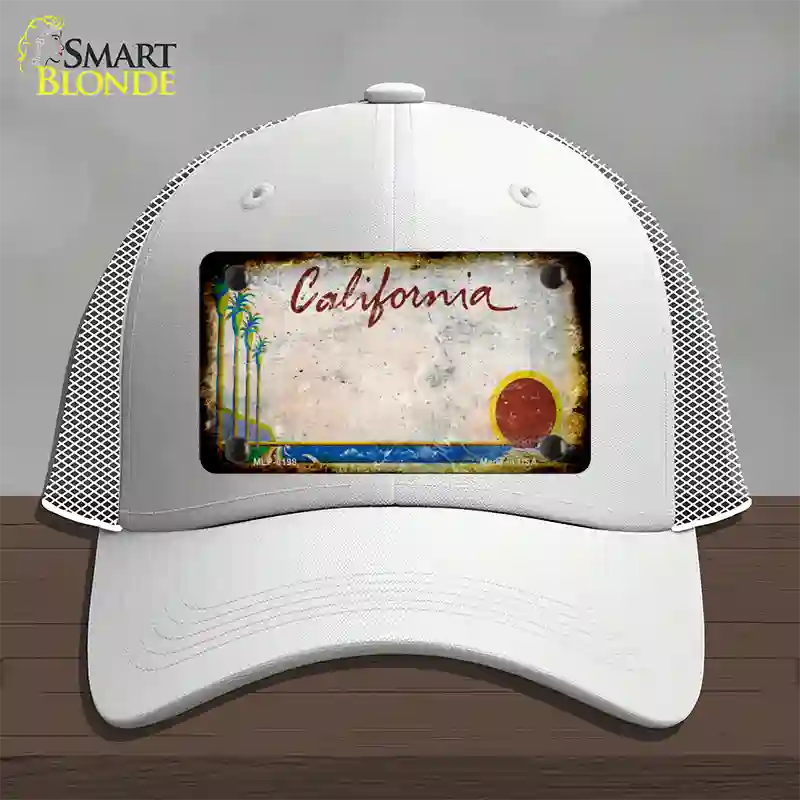 California Palm Tree Rusty Blank Novelty License Plate Hat Mesh / White